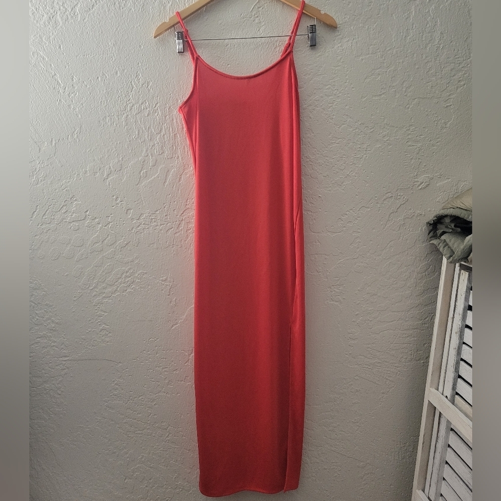 Something Navy Red Slit Dress Size Small